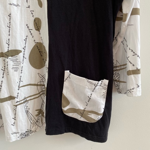 Parsley & Sage Black and White Abstract Lagenlook 3/4 Sleeves Blouse Size L - Picture 6 of 10